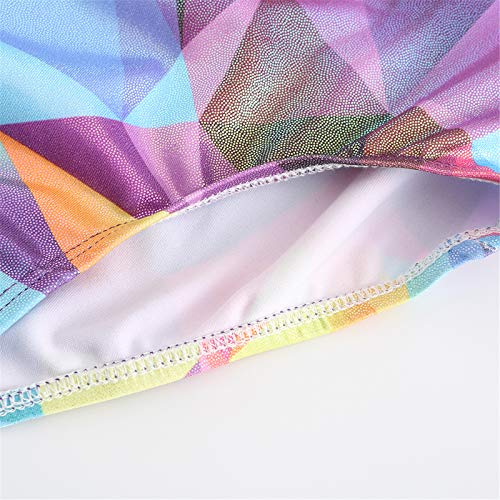 Girls Leotards for Gymnastics Ballet Dance Long Sleeve Geometric Metallic Leotards Unitards Bodysuit Dancewear Size 10