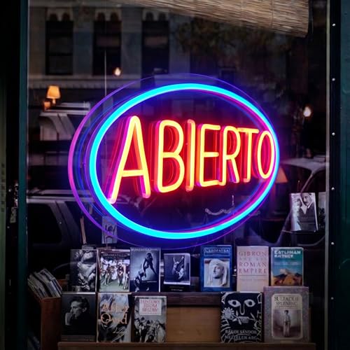 Image of Abierto Open Neon Sign for Business, Spanish Large Open LED Light up Sign, Open Neon Lights for Bar Restaurant Coffee Salon Store Shop Wall Window Display,Business Open Sign