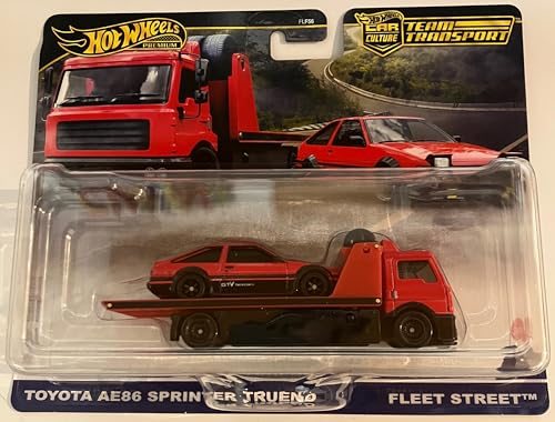 Hot Wheels Premium - Toyota AE86 Sprinter Trueno & Fleet Street - Car Culture - JBM40 - FLF56 - Team Transport #84 - Rouge - Modèle sous licence officielle -...