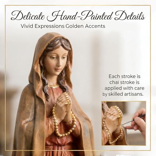 Estatua Virgen María de Madera Sólida 12 pulg. Pintada a Mano miniatura 5