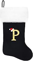 Vista 65 de Calcetines de Navidad bordados de 20 pulgadas con monograma, terciopelo rojo con puño de felpa blanca supersuave, adornos clásicos para decoración