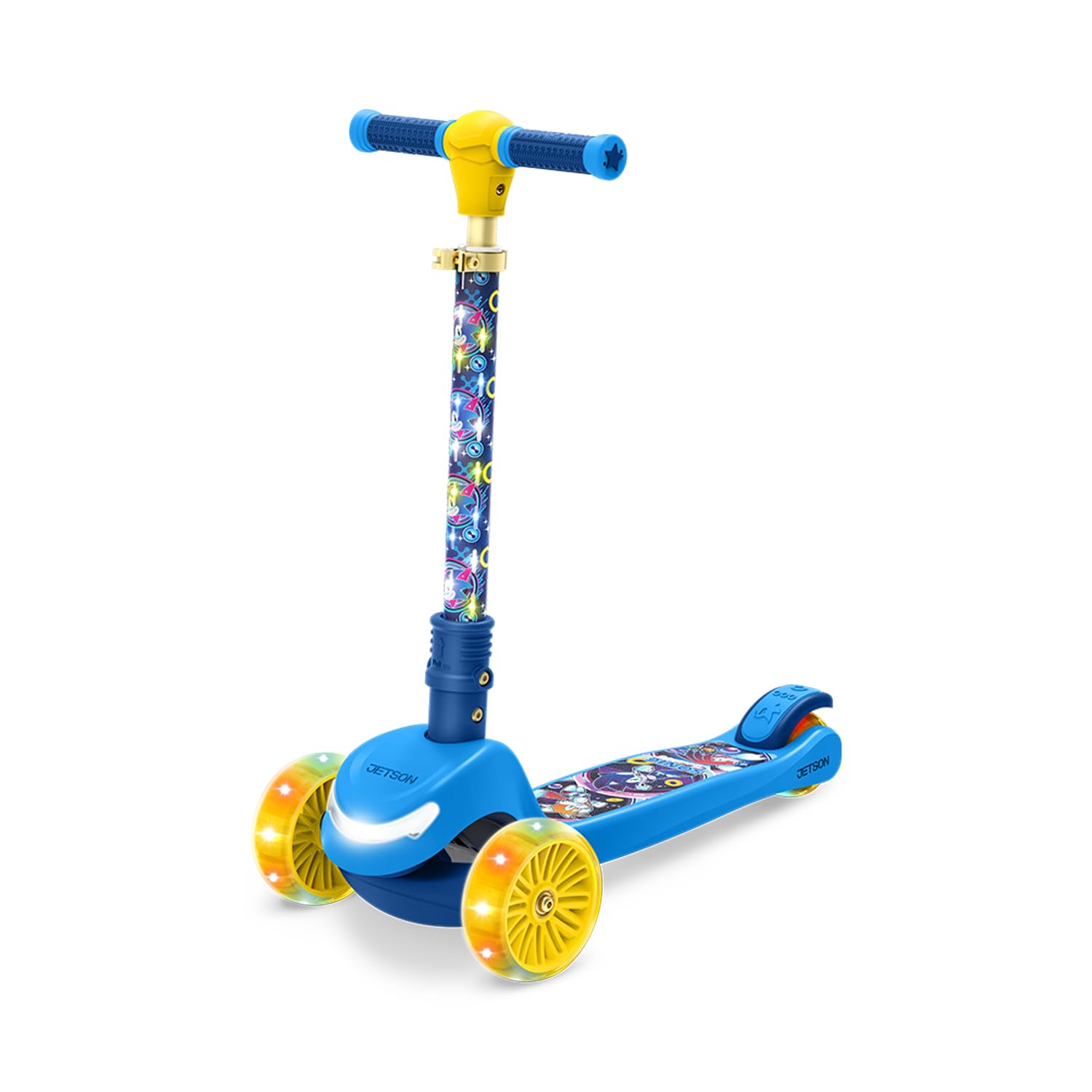 Character Kids Kick Scooter, LED Lights on Stem & Light-Up Wheels, Lightweight Frame, Height-Adjustable Handlebar, Lean-to-Steer System, Easy-Fold Mechanism