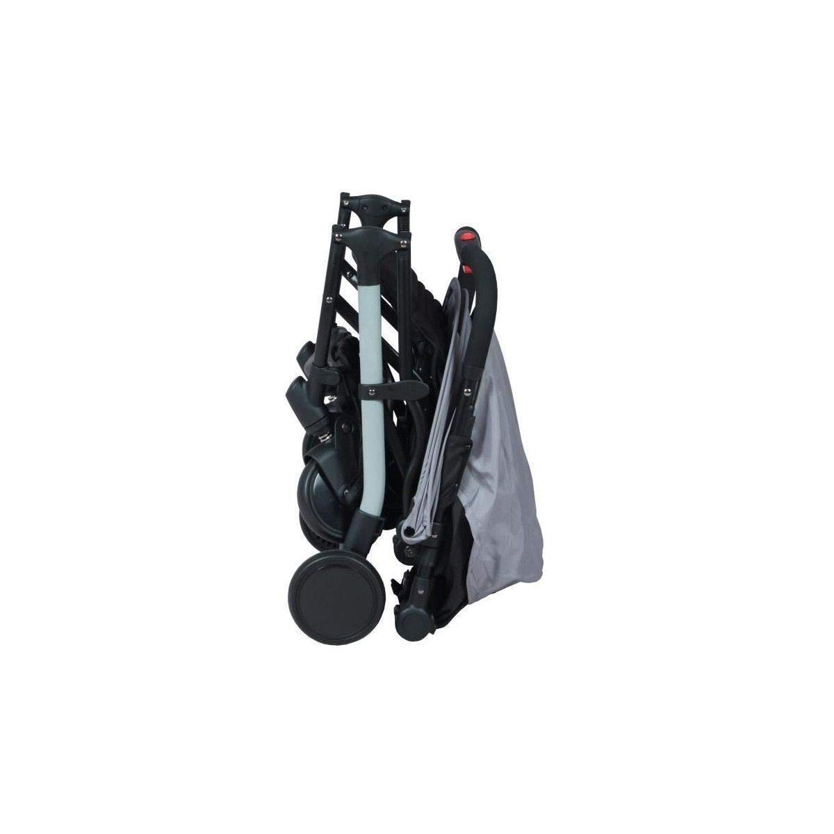Bambisol Poussette Canne Compacte YUKO² | Dès la Naissance - 22kg, Pliage 1 main, Repose-jambe Réglable, Sac | Noir Gris