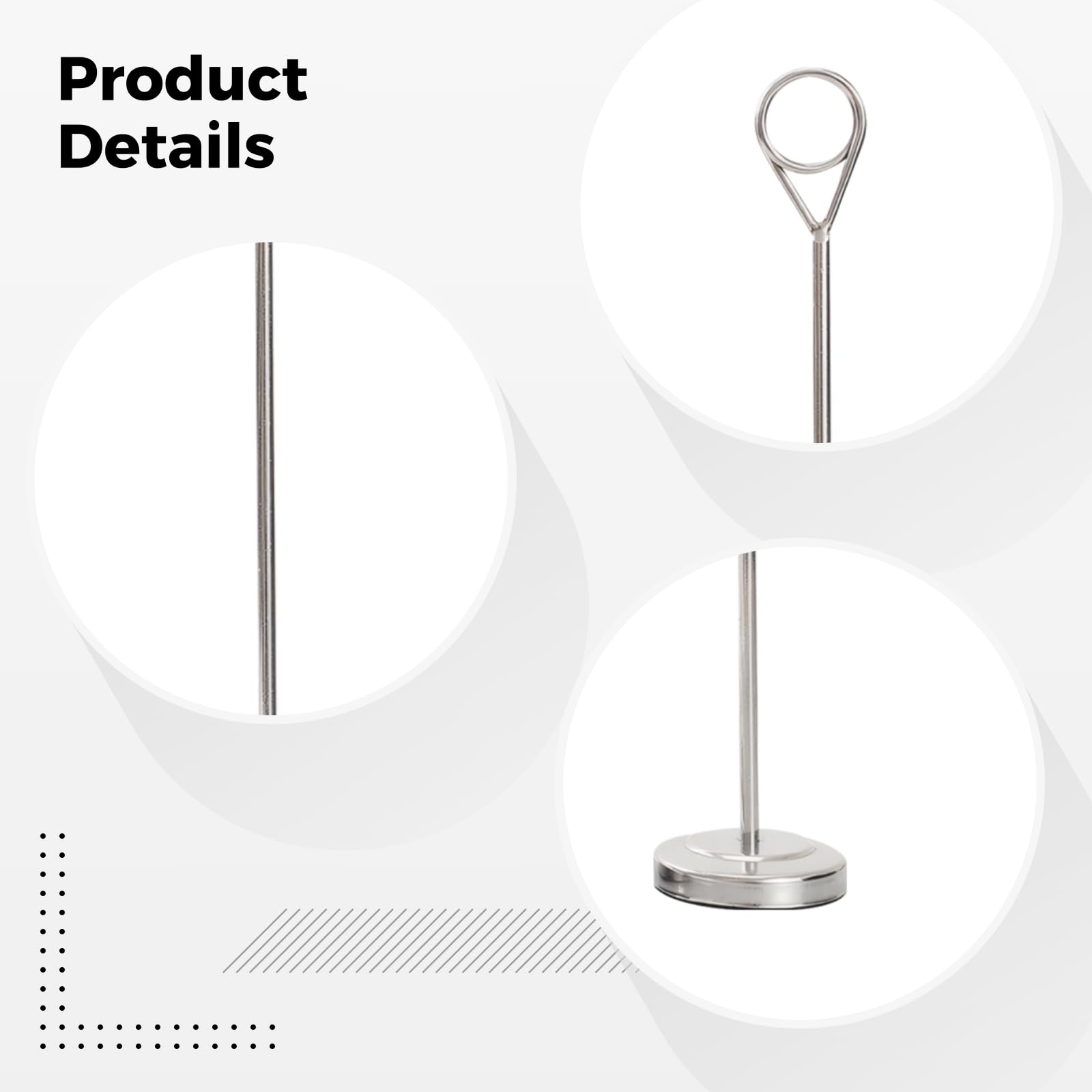 Generisch 5 soportes para números de mesa de acero inoxidable, altura 31,5 cm, soporte para tarjetas de mesa de restaurante, para bodas, fiestas, color plateado