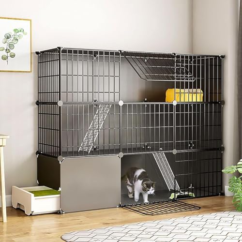 Cage pour chat d'intérieur avec porte enclos pour chatons amovible