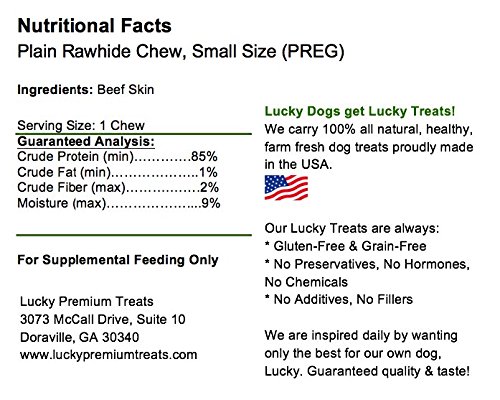 Lucky Premium Treats Plain Rawhide Sticks – All-Natural Rawhide Dog Treats For Small Dogs, Gluten Free Premium Small Dog Treats (25 Chews) #TOP3