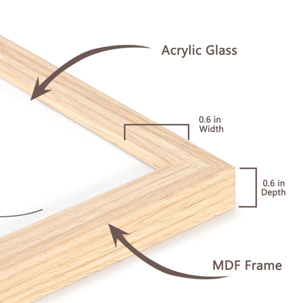 Baoee Oak Picture Frame A5 with Mount,Set of 3,photo frame with acrylic glass,certificate frame,Freestanding and Wall Mountable - Image 4