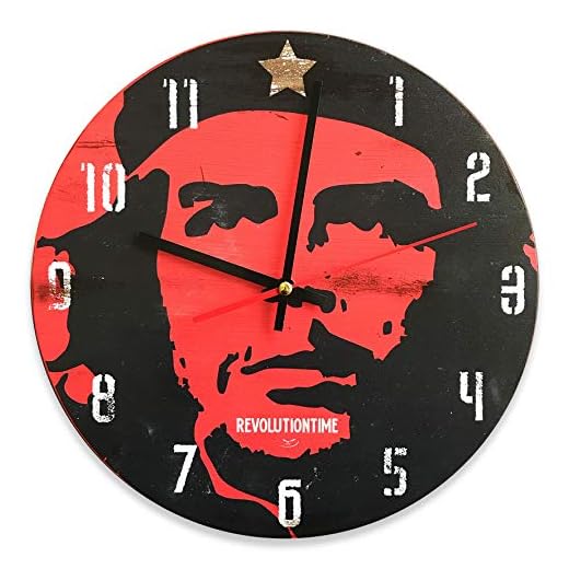 Reloj de pared vintage de MDF con impresión de Che Guevara de 30 cm de diámetro, estilo shabby chic para decorar casa de forma original, ideal para todos los ambientes de la casa.