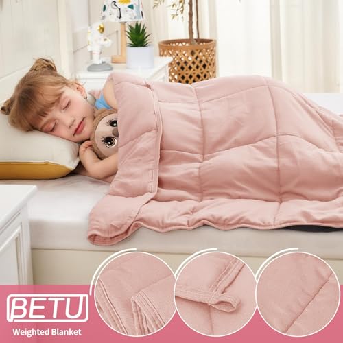 Image of Pink Weighted Blanket 7lbs, 40 inchx60 inch, Cooling Heavy Throw Blanket for 60-90lbs, Microfiber Soft Thick Big Blankets Weighted Comforter Breathable Gift