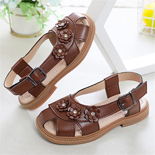 Toddler Kids Slippers Boys Girls Sandals Shoes Hook Loop Anti-Slip Slippers Beach Water Swim (Brown, 13 Little Child)4