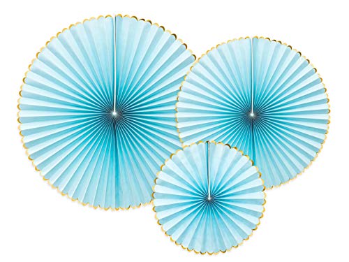 PartyDeco Satz von Papier Rosetten- Hellblau- Dekoration hängende Fans Papier Rosetten Stern Papier Pumpen Löschpapier Silvester Hochzeit Geburtstag Baby Shower hängende Dekorationen