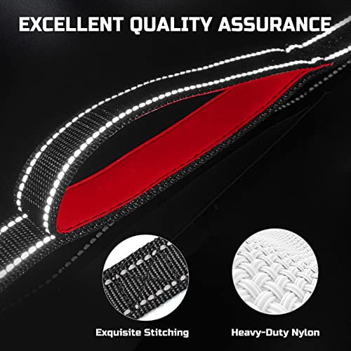 Bolux 5Ft Dog Leash, Heavy Duty Rope Leash With 2 Padded Handle – Pet Training Lead With 3M Reflective Double Handle For Traffic Control Safety, Perfect For Large Medium Or Small Dog (Black+Red) #TOP4