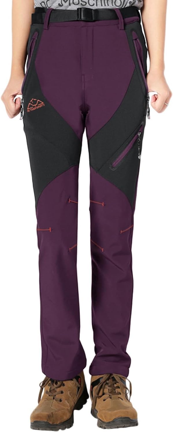 Rdruko Women's Snow Pants Waterproof Insulated Fleece Thermal Ski Hiking Snowboard Pants - Image 2