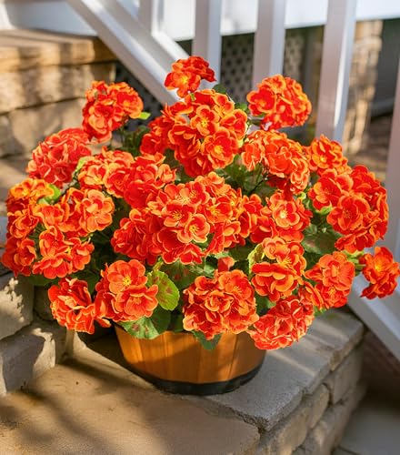 Fake Geraniums Artificial Flowers for Outdoors Fall Autumn Decoration, 6