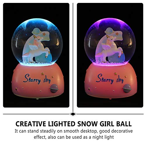 STOBOK Globo de Neve Neve Dos Desenhos Animados Do Unicórnio Céu Estrelado Romântico Rainbow Caixa D