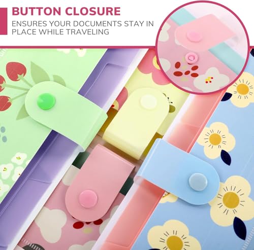 Image of Corslet Expanding 6-Pocket A4 Document Holder with Floral Design - Portable Paperwork Storage for Office, School & Home