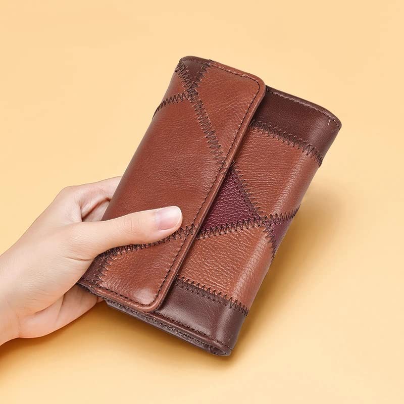 Wallets,Women Leather Short Wallet Ladies Coin Purse Stitching Leather Folding Card Card Holder Retro Clutch4