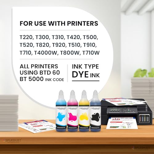 Image of Splashjet Compatible Refill Ink for Brother T310, T410, T510, T300, T400, T500 and 430 seriese - (500gm x Black) 7X Ink Bottle - 505213