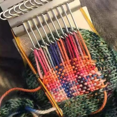 Alnicov Web-Reparatur-Mini-Webstuhl, Stopfwebstuhl-Werkzeug für Anfänger, schnelles Stricken, Ausbessern von Jeans und Socken, DIY (14 Haken)