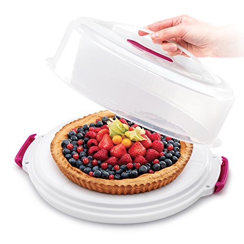 Metaltex Tortenbehälter höhenverstellbar, Polypropylene, weiß/transparent, ⌀ 30 cm, einstellbare Höhe von 8 und 15 cm