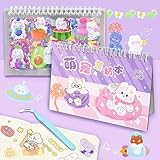 Cute Cartoon Bear Rabbit Stickers - 50 Sheets Kawaii Coil Sticker Book PET Transparent Bunny Journaling Scrapbook Clipping Supplies Decals Material for Planner Bullet Album Calendar Kids DIY Crafts