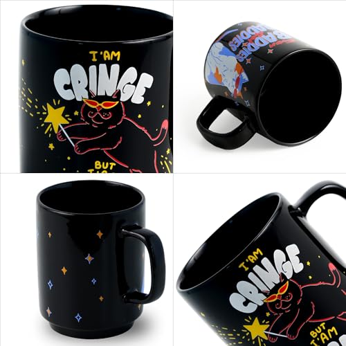 Image of Shay Ceramic Mug, 2 Pc, Cringe & Baddies, 300ml | Glossy Finish | Ceramic Coffee Cup | Porcelain | Microwave Safe (Rise Mug - 2Pc - Cringe & Baddies)