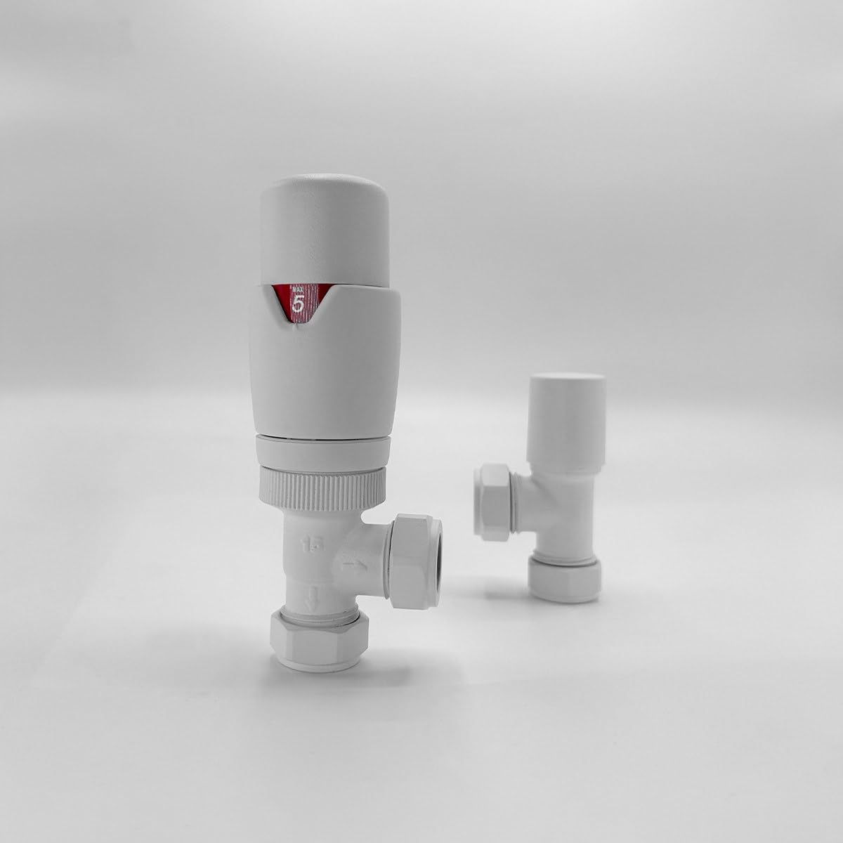 Lux Heat Angled White Thermostatic Radiator Valve (TRV) Set