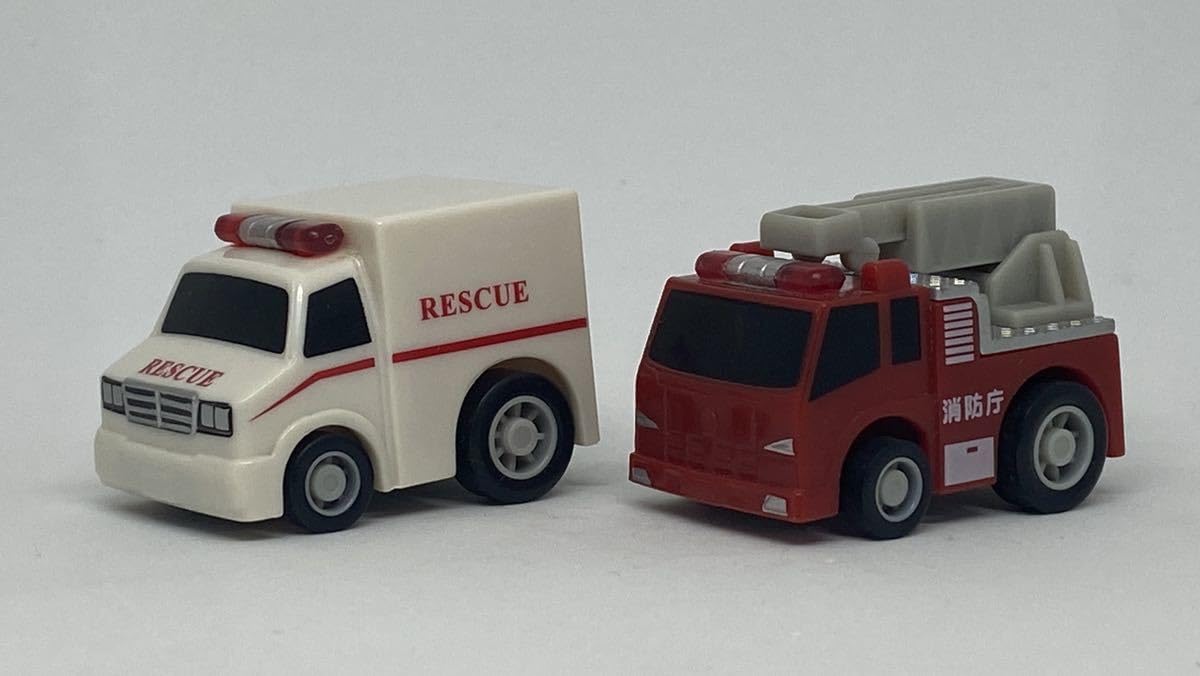 ●チョロQ 消防車 はしご車 mini type Ⅱ ミニカー Amazon.co.jp: ミニミニ チョロQ 消防車 救急車 2台セット はしご車