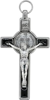 Metal Saint Benedict Crucifix Pendant | Patron Saint of Students and Europe | Includes Case | Great Catholic Gift for First Holy Communion and Confirmation