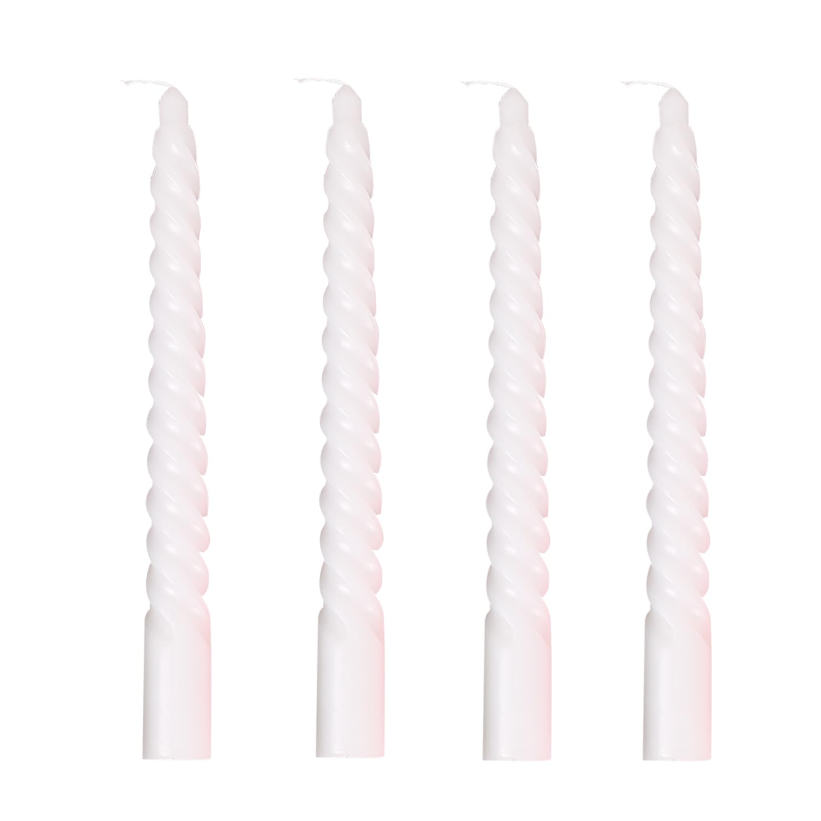 Spitzkerzen, Spiralkerzen, 20,3 cm, Set mit 4 Spitzkerzen, lange Kerzen, lange Kerzenständer, spiralförmige Spitzkerzen, Zuhause, Abendessen, Party, Hochzeit, Halloween (4, Weiß, 20,3 cm)