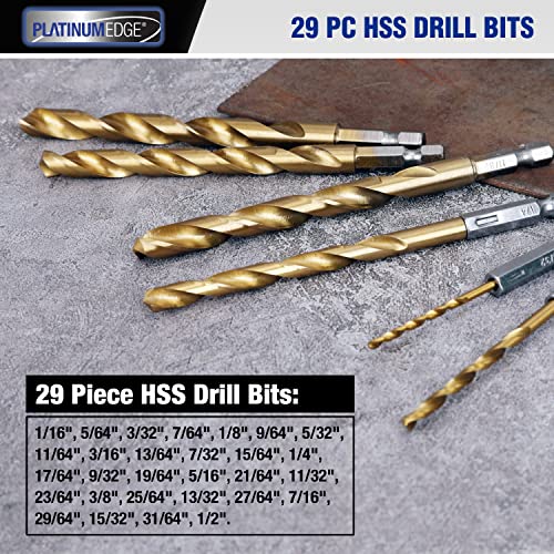 Platinumedge 02-109 46 Pieces Titanium Twist Drill Bit Set With Cr-V Bits, Hex Shank Drill Bit Set thumb #2