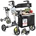 KESSER Leichter faltbarer Aluminium-Rollator mit Sitz & Tasche, Schwarz