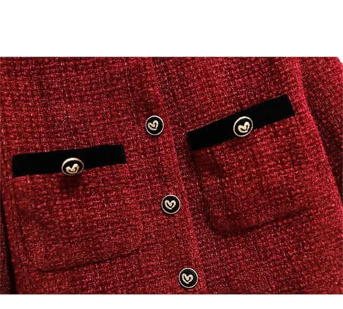 Women’S Tweed Two-Piece Set Vintage Chic Single Breasted Cropped Blazer Jacket+Long Skirt Suit Small Fragrant Outfits4