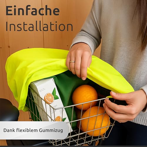 ECENCE Regenschutz Fahrradkorb Gelb Fahrradkorb Abdeckung wasserabweisend, Regenschutzbezug für Fahrradkörbe vorne und hinten, mit Aufbewahrungstasche