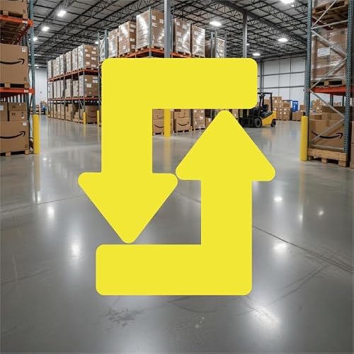 Left Turn - Large Directional Arrow Decals - 26" x 25" Waterproof, Durable Vinyl, Pack of 2 - Warehouses, Schools, Hospitals, Construction Sites - Yellow