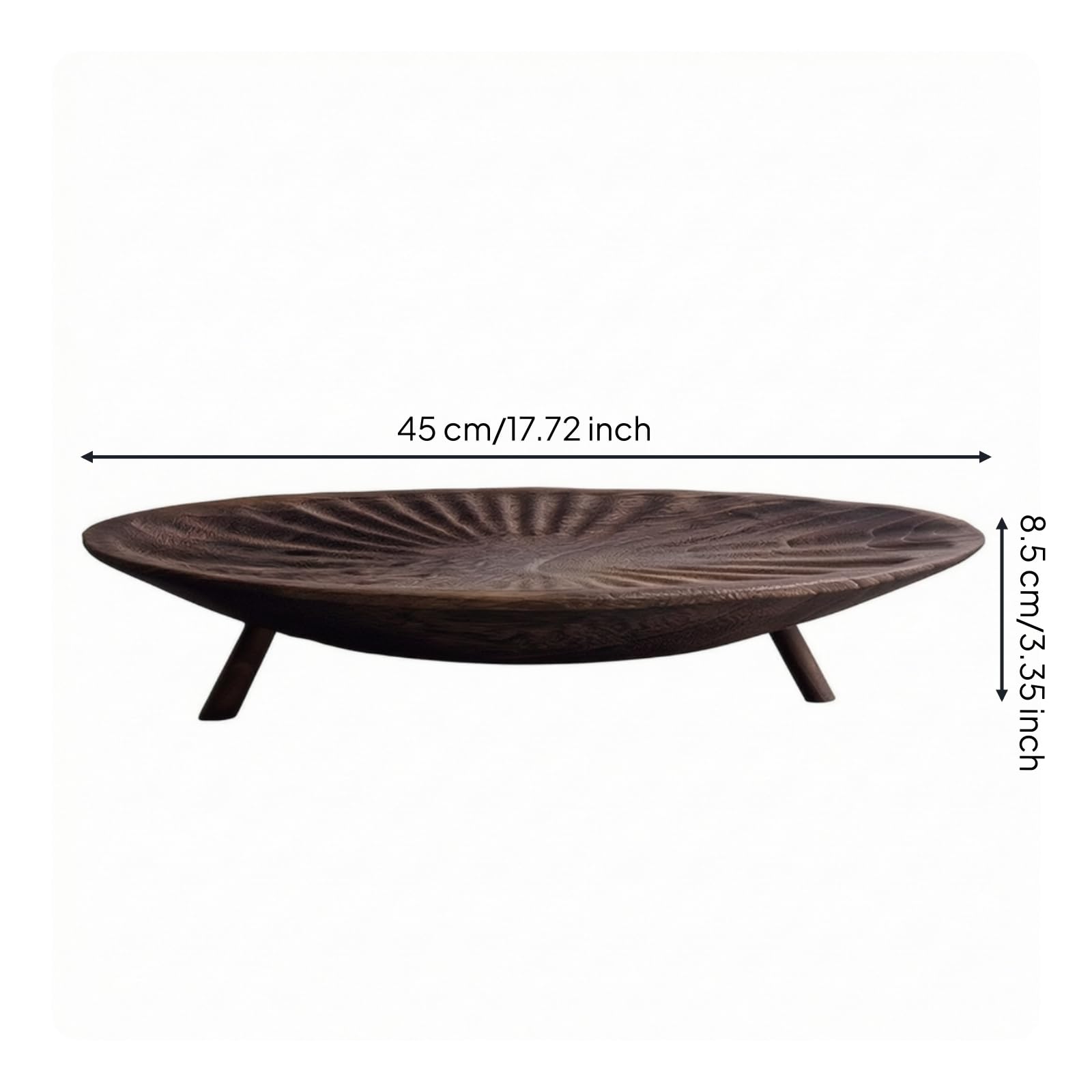 Holztablett mit Beinen Dreibeinig -Tablett Massiv Servierplatte für Kaffeetafel, Eingangsbereich,