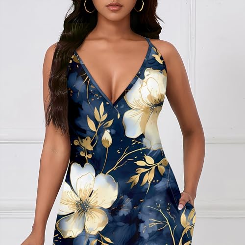 Image of Women Spaghetti Strap Maxi Dress with Pockets | Soft fabric relaxed fit sleeveless v neck with pockets for party and daily wear