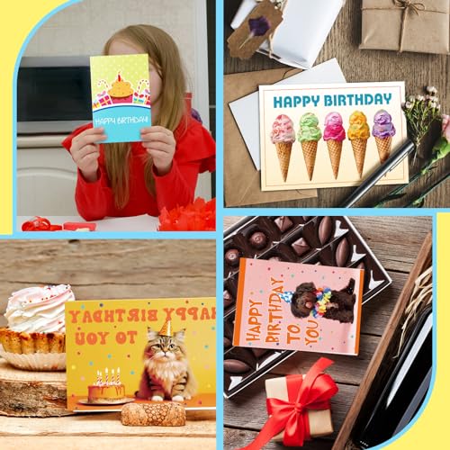 Image of Harloon 200 Pack Happy Birthday Card Assorted Bulk with Blank Envelopes and Stickers 4 x 6 Inches Greeting Blank Happy Birthday Cards for Men Women Adults Kids, 20 Styles(Cute Style)