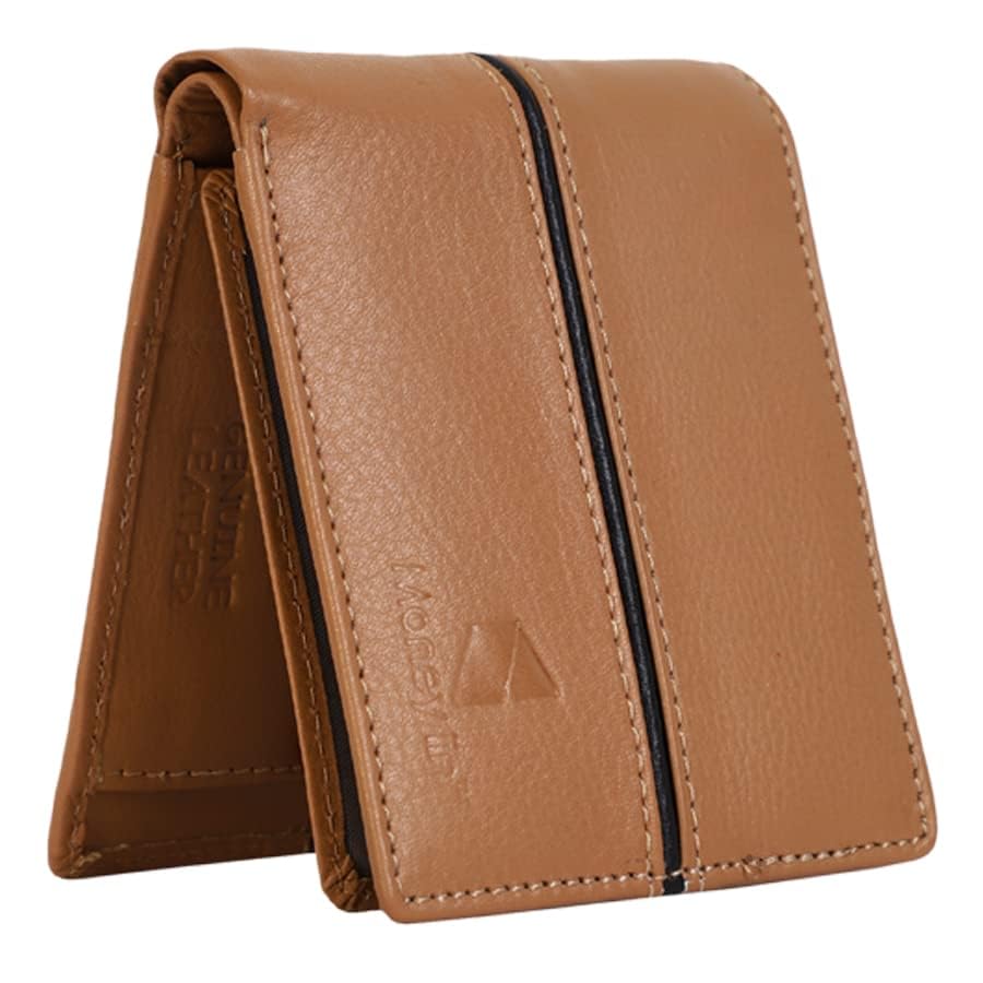 Genuine Leather Wallet for Men Bi-Fold Credit Card Holder, Coin Compartment, in a Stylish Gift Box - A Blend of Functionality and Fashion (TAN&BLACK2)-image-43
