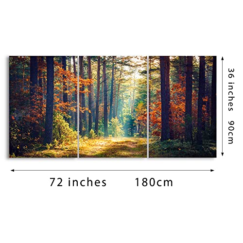 Autumn Forest Large Stretched Canvas Wall Art For Living Room Bedroom Home Decoration, Mordern Morning Sunlight Wood Print Picture Painting Decor Giclee Artwork, Gallery Wrapped,Inner Frame (24X36X3) #TOP1