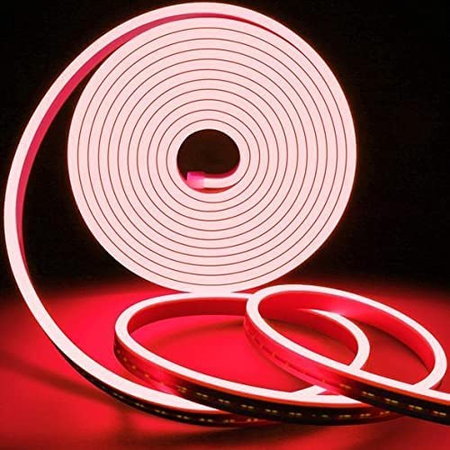 Image of Led Strip RSCT Neon Rope Light Silicon DC Light (5 Meter /16.4 Feet) or Indoor and Outdoor Flexible Waterproof Decorative Light with 12v DC Adapter Include - Red