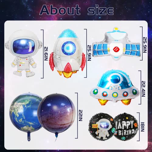 8 Pcs Galaxy Theme Balloons, Outer Space Party Decorations Includes Spaceship Balloons, Rocket Balloons, Astronaut Balloons, Planet Inflatable Foil Balloons, Girls Boys Birthday Supplies #TOP2