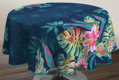 Le linge de Jules Jungle Stain Resistant Tablecloth - Round 160 c...