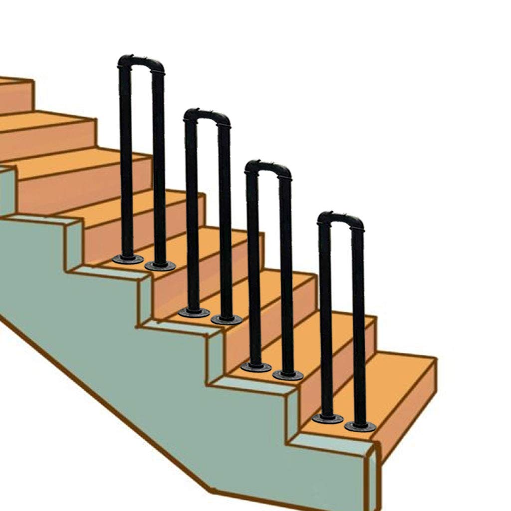 Main courante d'escalier de grenier et de jardin en tuyau industriel noir