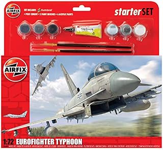 Airfix 1:72 Eurofighter Typhoon Scale Military Aircraft Category 3 Gift Set with Paint Glue and Brushes