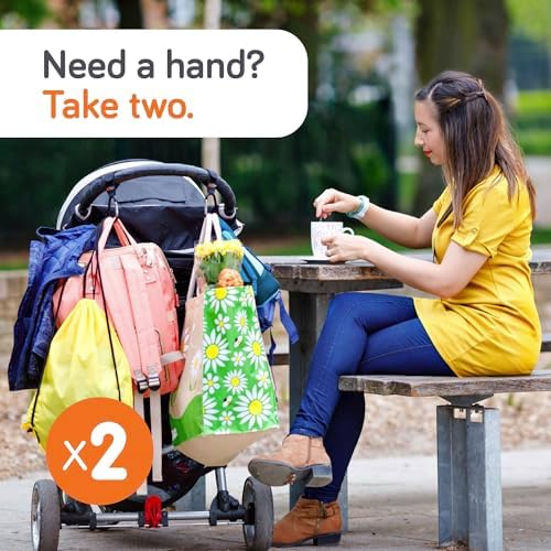 Baby Uma Stroller Hooks for Bags (2 Pack) - Non-Slip, One-Hand Use, 11 lb - 1