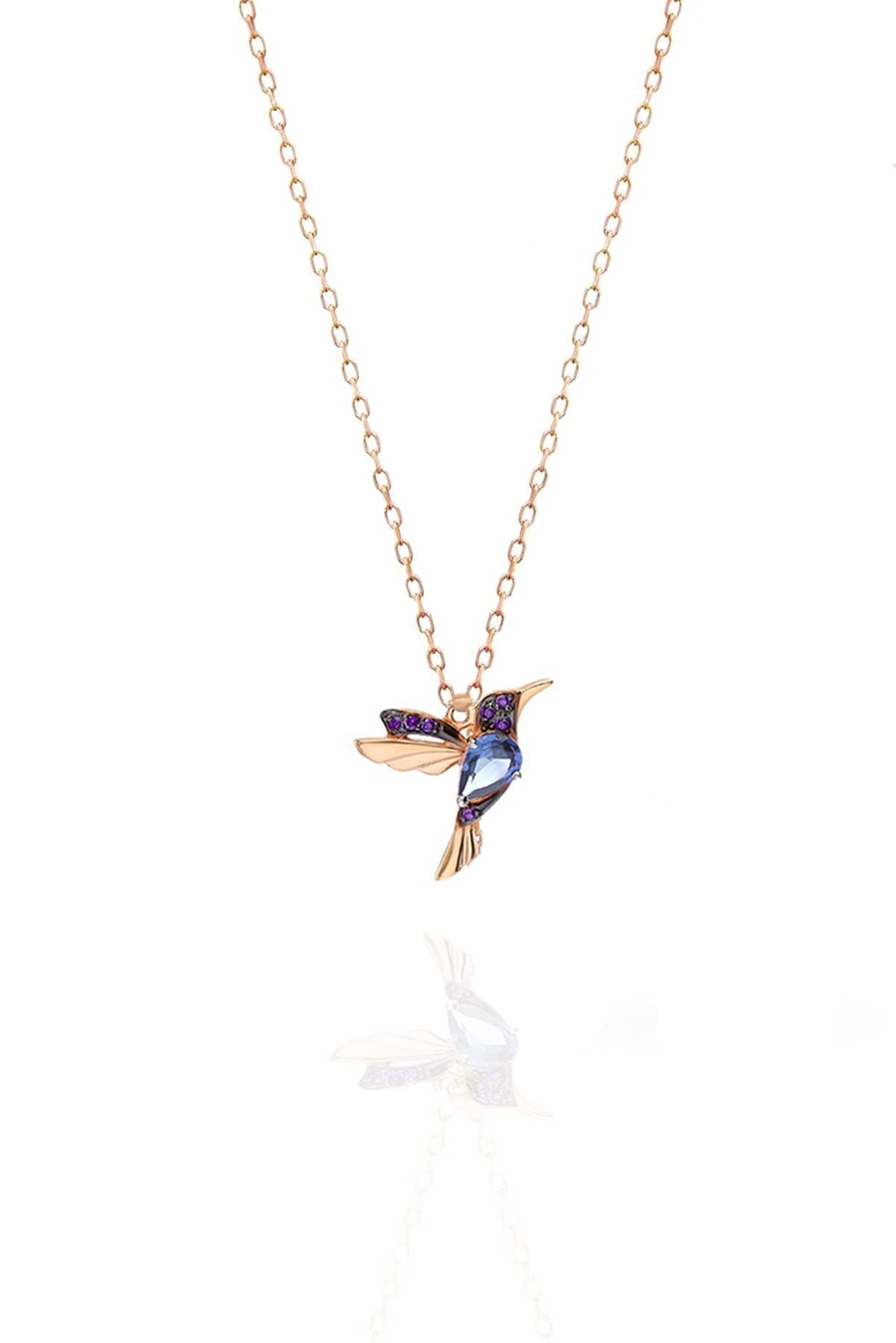 Einzelstück Collar con colgante de pájaro, plata de ley 925 y circonitas