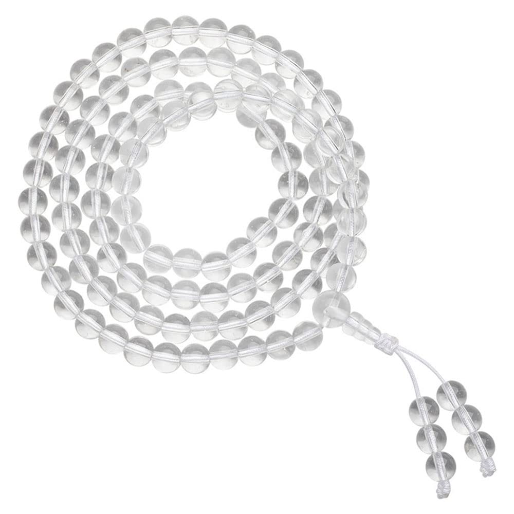 oiujhgCDS Buddhist prayer beads, Buddhist Prayer Beads Bracelet,bead bracelet,Natural Brazilian White Crystal Necklace 108 Buddha Rosary