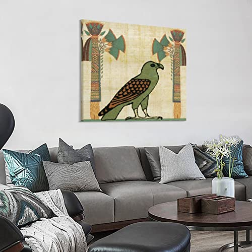 Tomart Vintage Poster Egyptian Papyrus Bird Mural Canvas Poster Wall Decorative Art Canvas Painting Wall Art Poster For Bedroom Living Room Decor 28X28Inch(70X70Cm) Frame-Style #TOP2