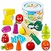 omyzam Jouet à Couper Fruits et Légumes en Bois à Découper de Cuisine Jeu D'imitation Jouets éducatifs et Jouet de Perception des Couleurs pour Les Enfants d'âge Préscolaire Filles Garçons 3 4 5 Ans